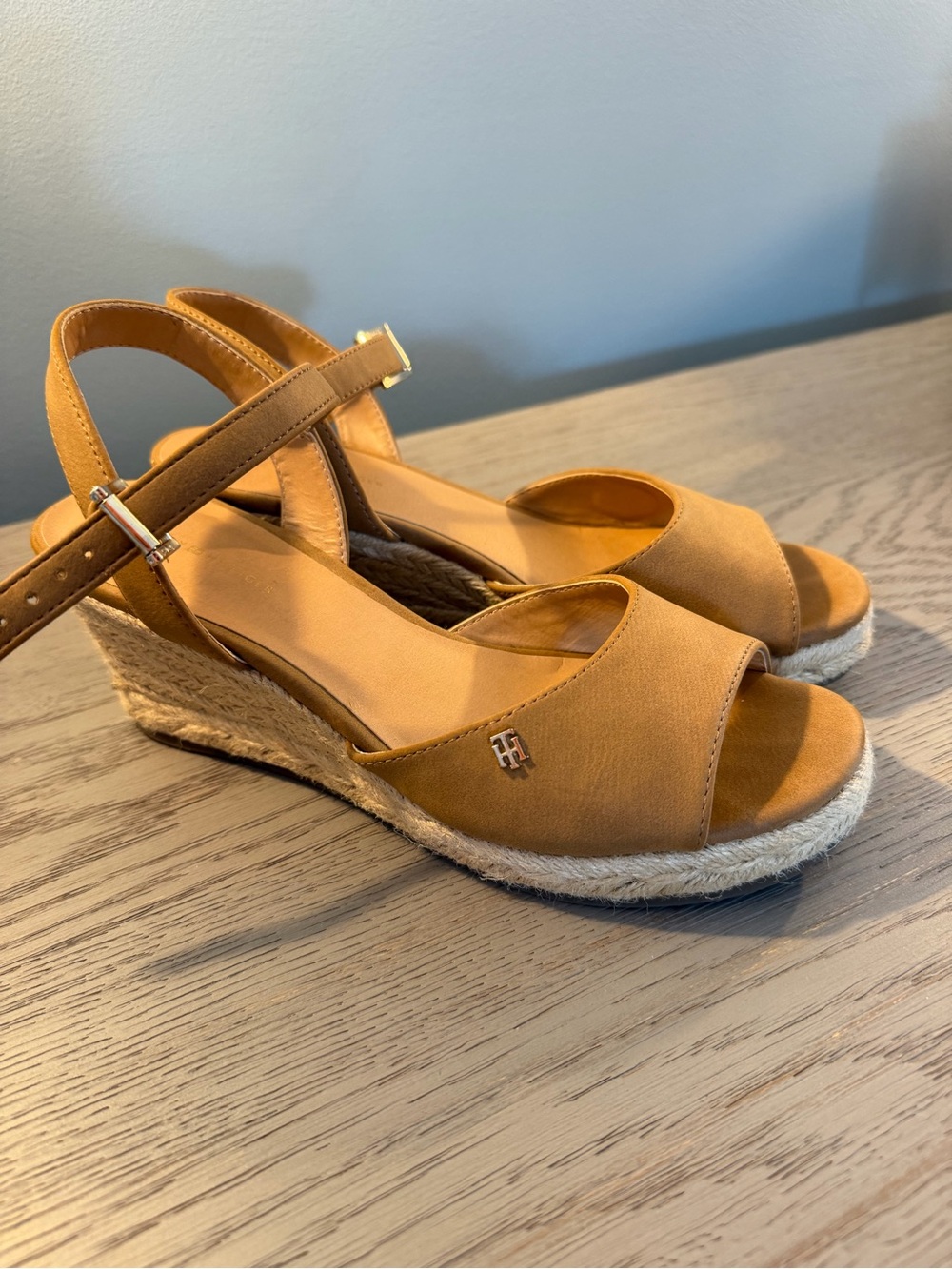 Tommy Hilfiger Tan Espadrille Wedge Sandals